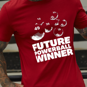 Men's Future Powerball Winner Casual Cotton T-Shirt, color:Red|size:3XL, Lilicloth.com