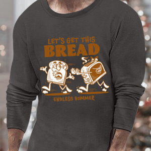 Men's let's get this bread endless bummer Crew Neck Casual Cotton Loose Top, color:Deep Gray|size:3XL, Lilicloth.com