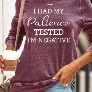 Women's I Had My Patience Tested I'm Negative Casual Sweatshirt, color:Red|size:3XL, Lilicloth.com