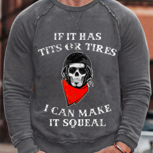Men's If It Has Crew Neck Casual Loose Sweatshirt, color:Deep Gray|size:3XL, Lilicloth.com