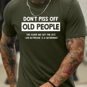 Men's Don't Annoy The Old Man Tee For Grandpa Shirt Irony Tee Retirement Funny Shirt, color:Green|size:3XL, Lilicloth.com