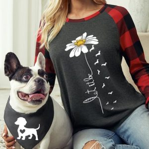 Women’s Floral Pattern Human Matching Dog T-Shirt, color:Gray|size:3XL, Lilicloth.com