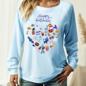 Women’s Halloween  Casual Crew Neck Sweatshirt Man And Dog Hoodies, color:Blue|size:3XL, Lilicloth.com