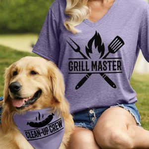 Women’ grill master Pet Matching T-Shirt, color:Purple|size:3XL, Lilicloth.com