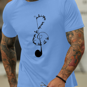 Music Style Hot Sale Printed Men's T-Shirt, color:Light Blue|size:3XL, Lilicloth.com