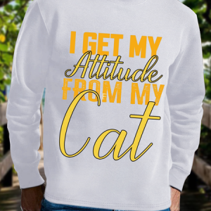 Men's I get my attitude from my cat Cotton-Blend Casual Cat Sweatshirt, color:White|size:3XL, Lilicloth.com
