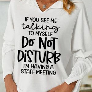 Women's I‘m Have A Staff Meeting Hilarious Shawl Collar Casual Sweatshirt, color:White|size:3XL, Lilicloth.com