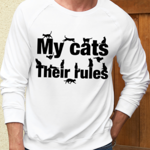 Men's My Cats Their Rules Sweatshirt, color:White|size:3XL, Lilicloth.com