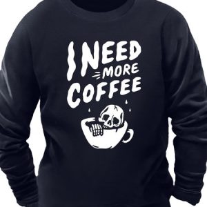 Men’s Ineed More Coffee Humor And Irony Crew Neck Cotton-Blend Casual Sweatshirt, color:Dark Blue|size:3XL, Lilicloth.com