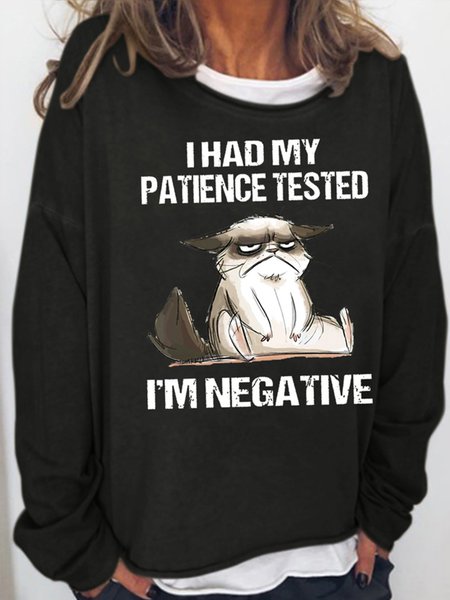 Women's Crew Neck Text Letters Casual Spring/Fall Cotton-Blend Long Sleeve Sweatshirt, JustFashionNow Sweatshirts & Hoodies, color:Black|size:3XL,