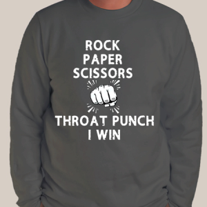 Men's rock paper scissors throat punch i winrock paper scissors throat punch i win Casual Loose Sweatshirt, color:Gray|size:3XL, Lilicloth.com