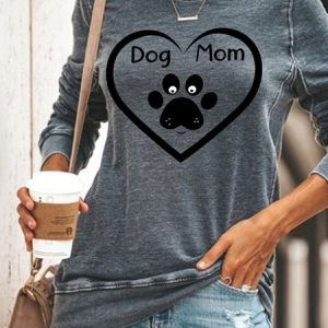 Lilicloth X Paula Dog Mom Heart Women's Sweatshirt, color:Gray|size:3XL, Lilicloth.com