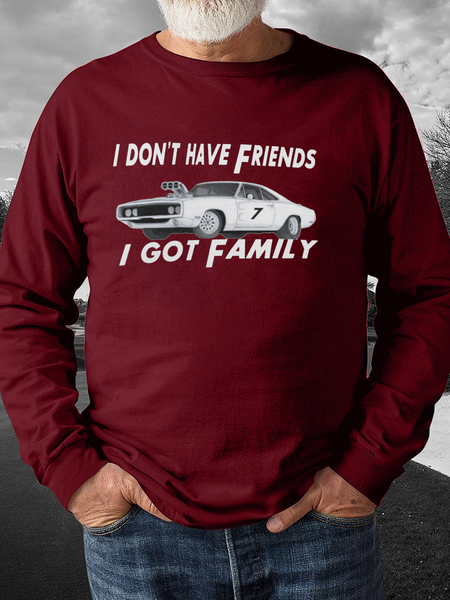 Men's I don't have friends I got family Casual Cotton-Blend Loose Sweatshirt, color:Red|size:3XL, Lilicloth.com