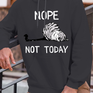 Men's "nope not today" Hoodie Casual Cat Loose Hoodie, color:Deep Gray|size:3XL, Lilicloth.com