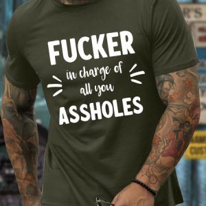 Men’s Humor And Irony Regular Fit Casual T-Shirt, color:Army Green|size:3XL, Lilicloth.com