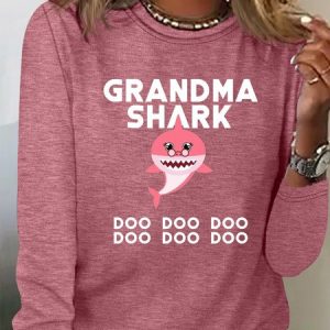 Women's Grandma Funny Casual Crew Neck Shirt, color:Pink|size:3XL, Lilicloth.com