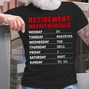 Men's Funny Retirement Weekly Schedule Crew Neck Casual T-Shirt, color:Black|size:3XL, Lilicloth.com