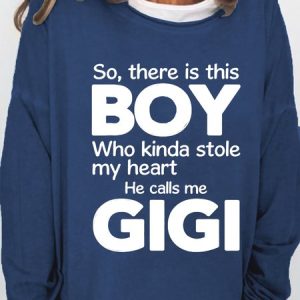 Funny Gigi This Boy Who Kinda Stole My Heart He Calls Me Gigi Sweatshirt, color:Dark Blue|size:3XL, Lilicloth.com