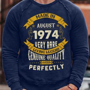 Men's Made In August 1947 Sweatshirt, color:Dark Blue|size:3XL, Lilicloth.com