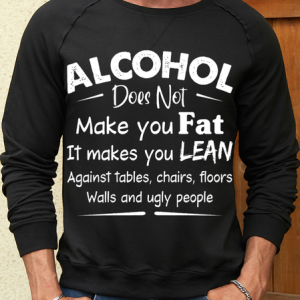 Men's alcohol won't make you fat Casual Text Letters Sweatshirt, color:Black|size:3XL, Lilicloth.com