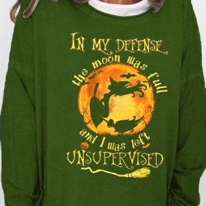 Womens Funny Helloween Sweatshirt, color:Green|size:3XL, Lilicloth.com
