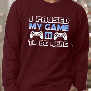 Men’s I Paused My Game To Be Here Cotton-Blend Crew Neck Casual Sweatshirt, color:Red|size:3XL, Lilicloth.com