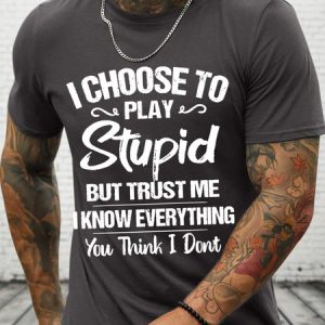 Men's I Choose To Play Letter Casual T-Shirt, color:Deep Gray|size:3XL, Lilicloth.com