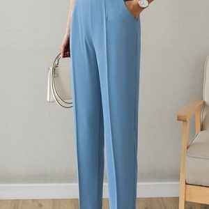 Casual Plain Natural Ankle Pants Pocket Stitching Slim Taper Pants, Pants, color:Blue|size:4XL, Noracora