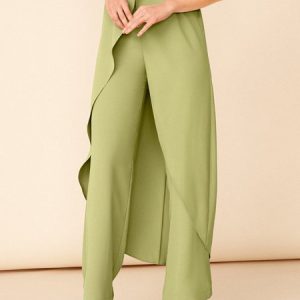 Urban Plain Simple  Fashion Straight Pants, Pants, color:Green|size:XS, Stylewe