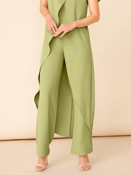Urban Plain Simple Fashion Straight Pants, Pants, color:Green|size:XS, Stylewe