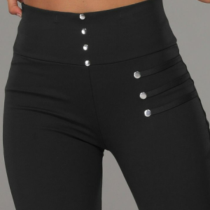 Regular Fit Plain Casual Pants, Pants, color:Black|size:XXL, JustFashionNow