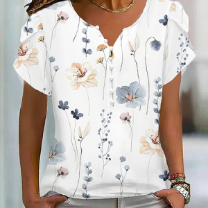 Crew Neck Regular Fit Buckle Casual Shirt, Shirts & Blouses, color:White|size:XXL, JustFashionNow