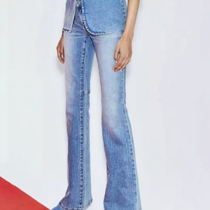 Long Daily Plain Denim Casual Jeans, Jeans, color:Blue|size:XXL, Stylewe