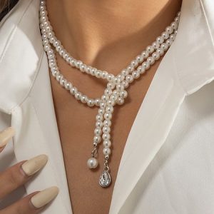 Vintage Trend Pearl Tassel Necklace, Necklaces, color:As Picture|size:One-size, Stylewe