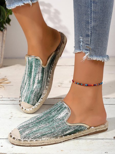 Green Ombre Vacation Espadrilles Mules, Flats, color:Green|size:43, JustFashionNow