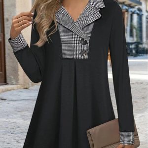 Geometric Loose Casual Asymmetrical Top, Shirts & Blouses, color:Black|size:XXL, JustFashionNow