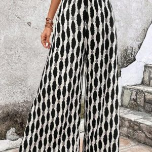 Loose Casual Geometric Pants, Pants, color:Black|size:XXL, JustFashionNow