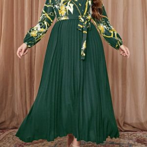 Plus Size Casual Loose V Neck Dress With No, Dresses, color:darkgreen|size:4X, JustFashionNow