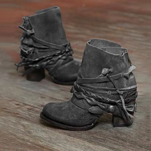 Women's Casual Zipper Booties, Boots, color:Gray|size:US 11, JustFashionNow