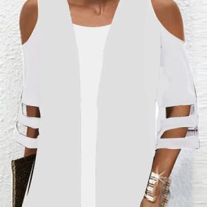 Casual Plain Regular Fit Kimono, Cardigans, color:White|size:3XL, JustFashionNow