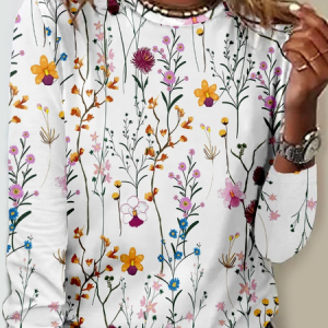 Women's Flower Print Casual Shirt, color:As Picture|size:5XL, Lilicloth.com