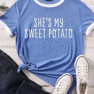 Lilicloth X Funnpaw Women's She's My Sweet Potato Matching T-Shirt, color:Blue|size:XXL, Lilicloth.com