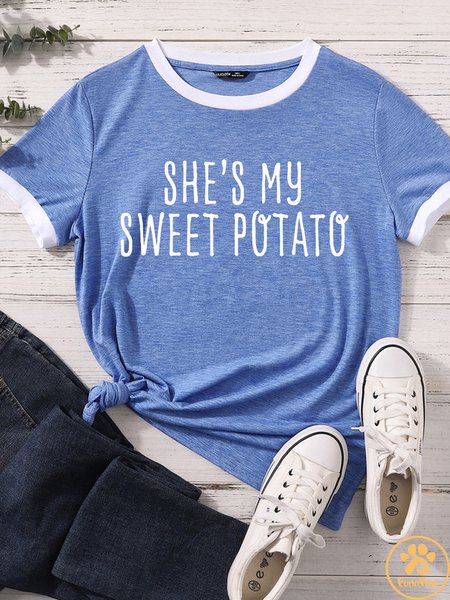 Lilicloth X Funnpaw Women's She's My Sweet Potato Matching T-Shirt, color:Blue|size:XXL, Lilicloth.com