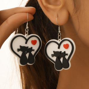 Casual Cat Heart Pattern Dangle Earrings Holiday Party Women's Jewelry, Earrings, color:As Picture|size:One-size, JustFashionNow