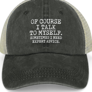 Men Talk To Myself Expert Advice Casual Text Letters Washed Mesh Back Baseball Cap, color:Deep Gray|size:One-size, Lilicloth.com