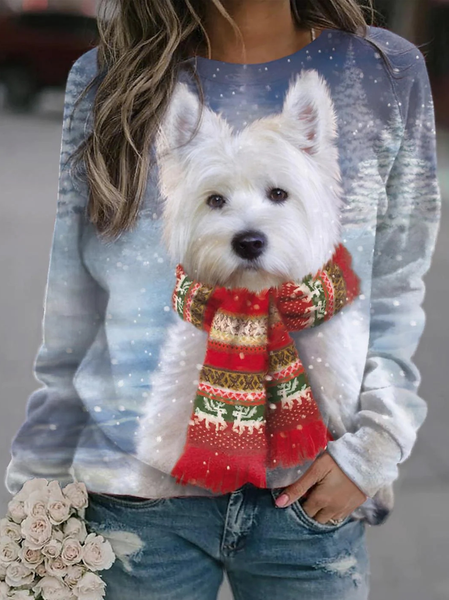 Christmas Crew Neck Loose Dog Casual Sweatshirt, Sweatshirts & Hoodies, color:Multicolor|size:XXL, JustFashionNow