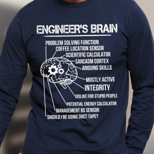 Men's Funny Engineer's Brain Problem-Solving Function Coffee Location Sensor Graphic Printing Text Letters Loose Cotton Casual Top, color:Dark Blue|size:3XL, Lilicloth.com
