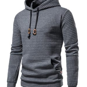 Men's Plain Textured Hoodie, Sweatshirts & Hoodies, color:Deep Gray|size:XXL, JustFashionNow