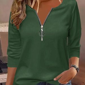 Casual Plain Crew Neck Long Sleeve T-shirt, T-shirts, color:Green|size:XXL, Noracora