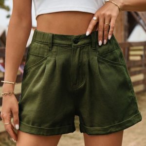 Casual Cargo Denim Shorts Everyday Urban Women, Shorts, color:Army Green|size:XXL, JustFashionNow